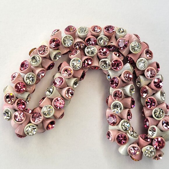 Pink and White Rhinestone Stretch Bracelet - Picture 9 of 12